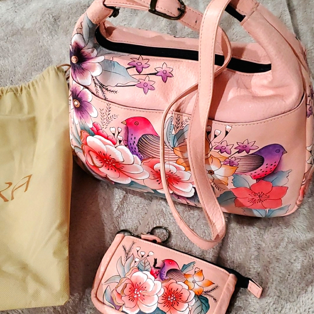 Hand painted original leather purse
